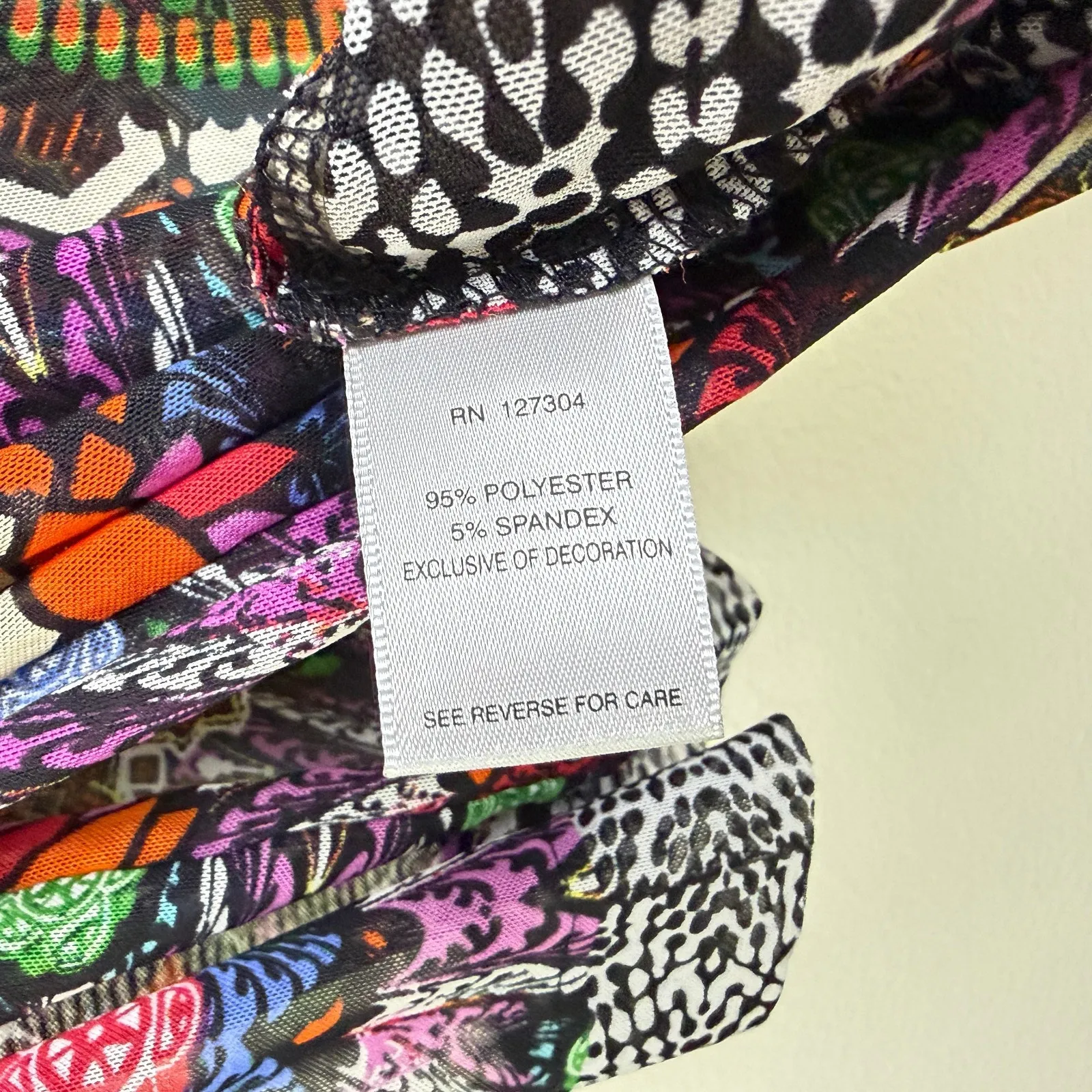 John Mark Mesh Tunic Top Womens Medium V Neck Colorful Printed Fringe Cover Up Black - Image 12