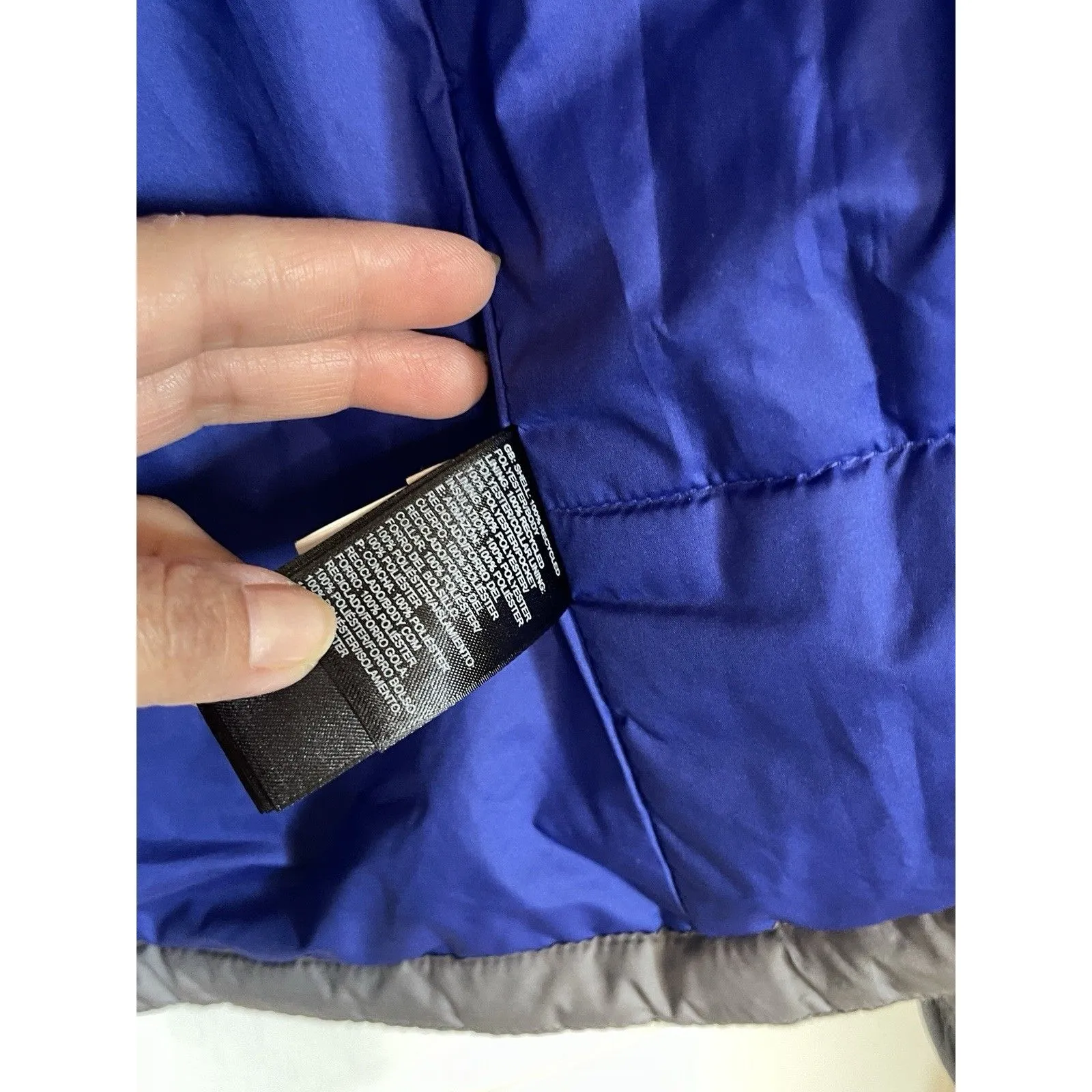 The Northface Grey Blue Puffer ThermaBall Trekker Jacket Women's S Lightweight - Image 9