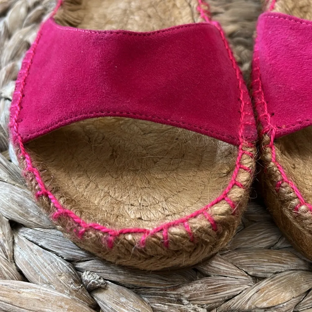 Lauren Ralph‎ Lauren Caliana Fuchsia Suede Espadrille Sandals Size 7.5 - Image 2