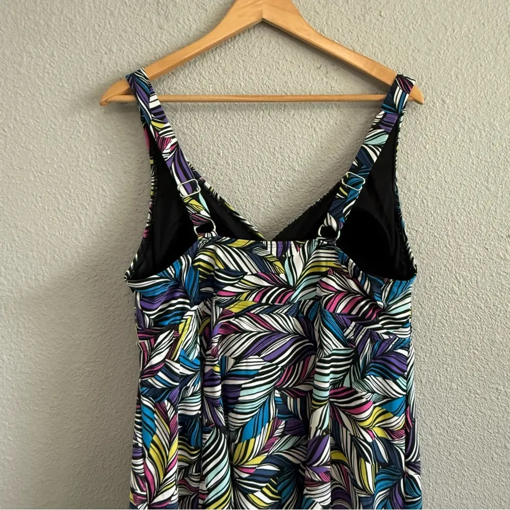 Skirted Swimsuit Printed One Piece Size 16‎ Black - Image 6