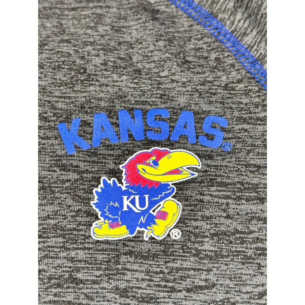Colosseum Kansas Jayhawks Gray 1/4 Zip Pullover Sweatshirt Women's Medium *flaw - Image 3