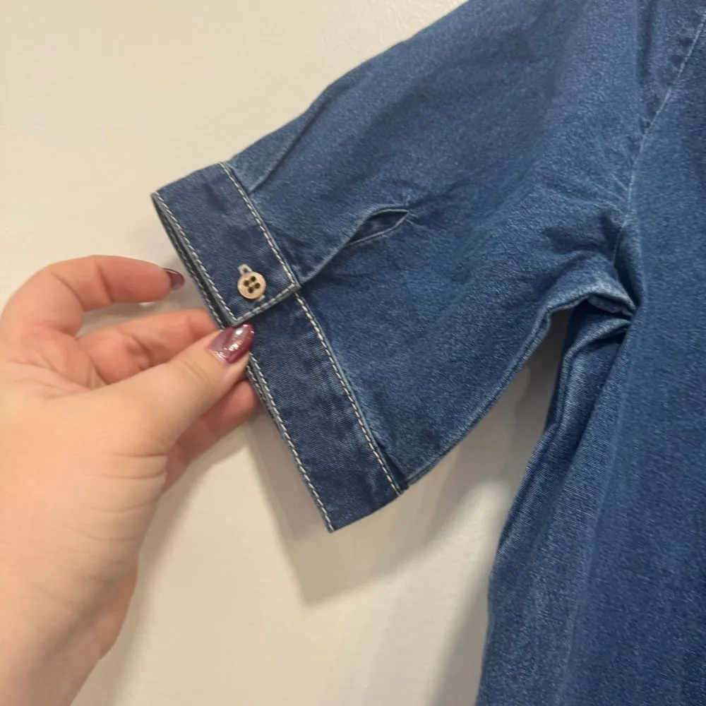 J Mclaughlin Womens Denim Dress XS Shirt Short Sleeve Collar Chambray NEW Cotton - Image 6