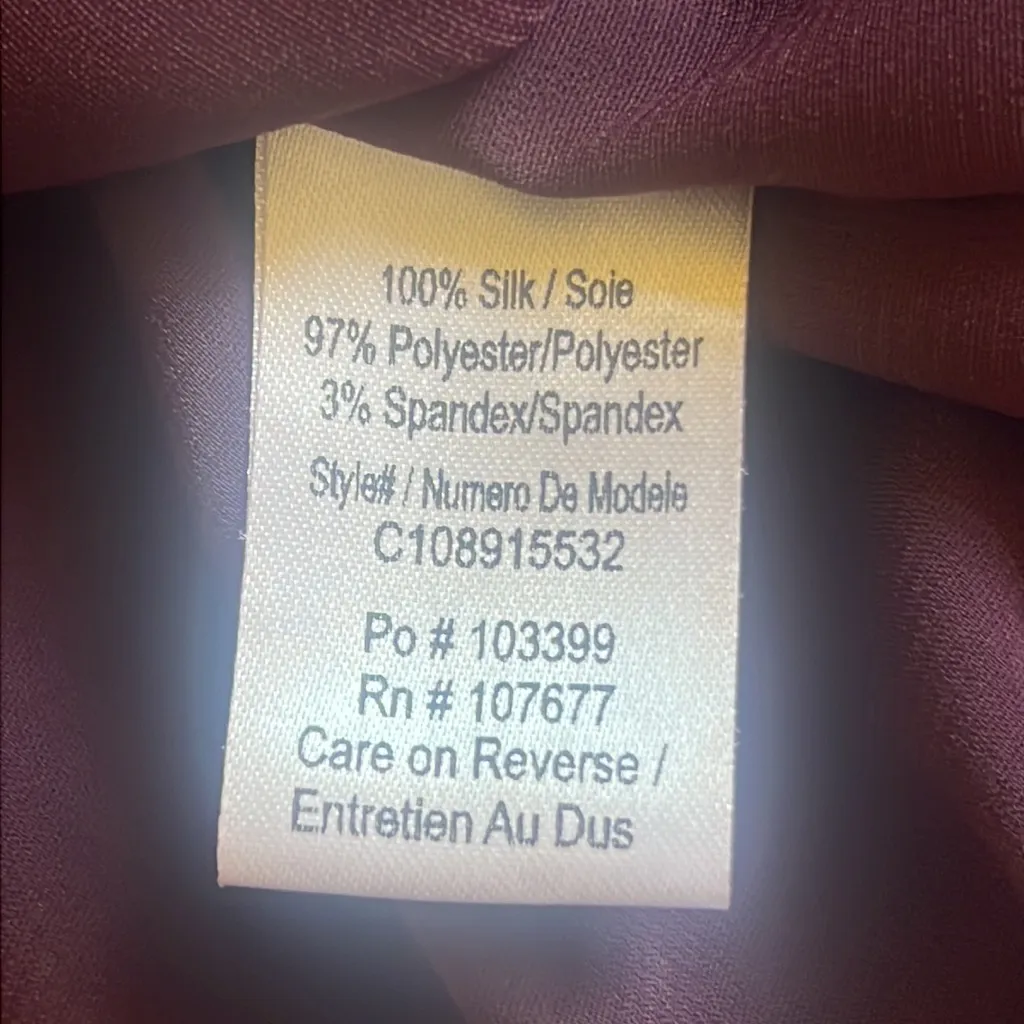 Alice + Olivia Silk Sequin Long Sleeve Blouse Plum Purple Size‎ XS - Image 8