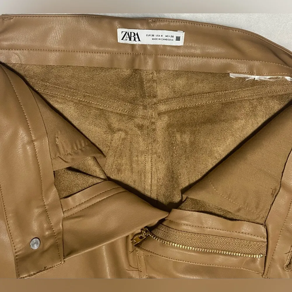 Faux Leather Mini Flare Pants Size 4. - Image 6