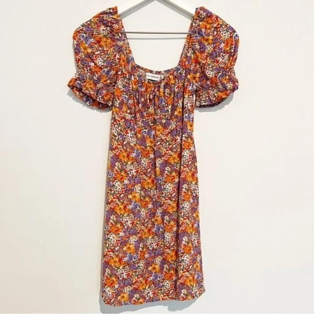 Faithfull The Brand Orange Floral Iris Dress Revolve Summer Boho Prairie‎ Size 4 - Image 3