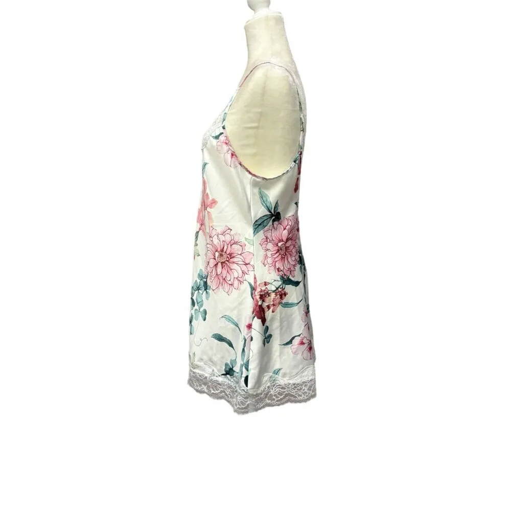 Linea Donatella Floral Lace Trim Chemise Nightgown Lingerie Babydoll Slip Dress - Image 6