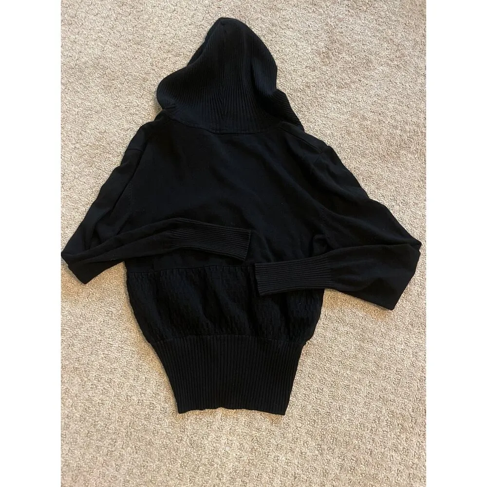 Belldini Black Ribbed Crystal Detail Zip Up Hoodie Medium - Image 6