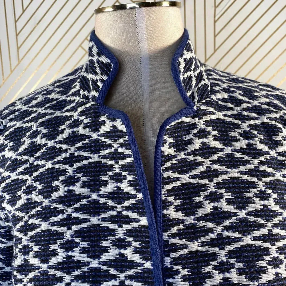 C. Wonder Ikat Brocade‎ Jacket w/ Bracelet Sleeves Blue Size 2 - Image 4