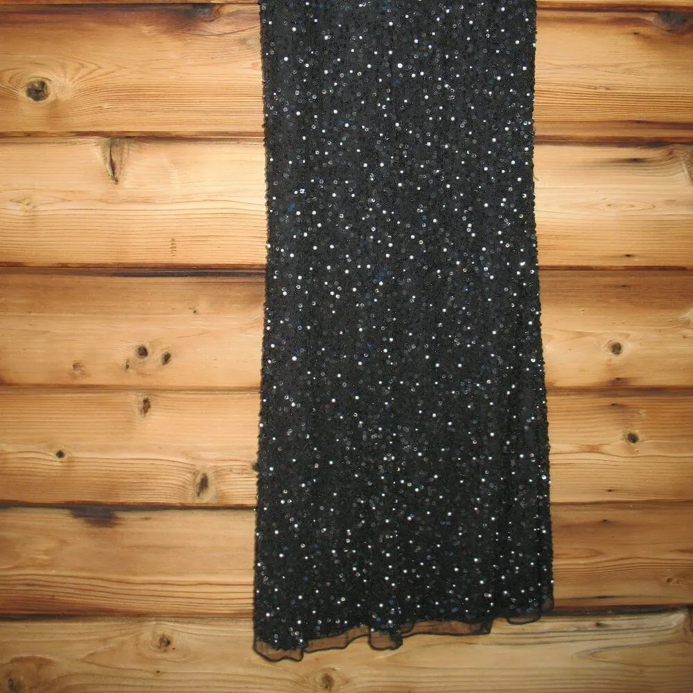 MAC DUGGAL 24003 Womens Black Gathered Short Sleeve Beaded Gown - Image 15