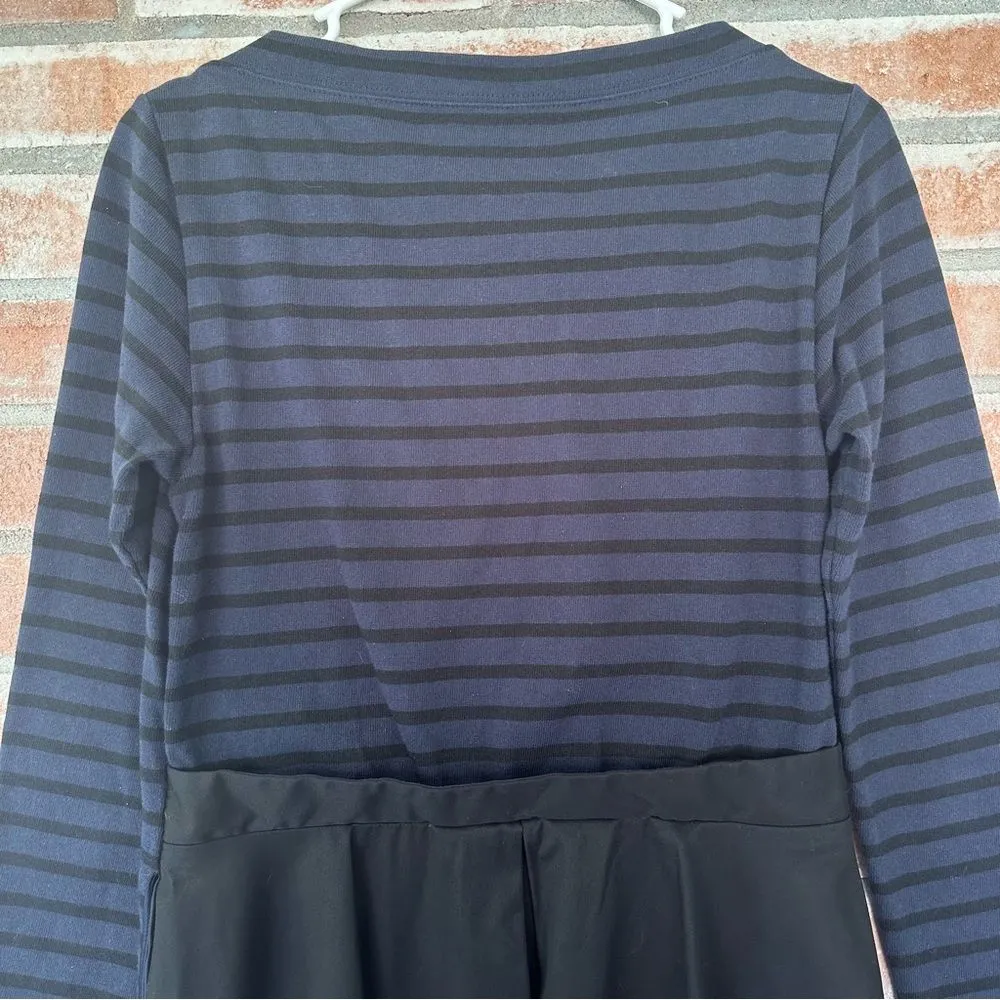 Sacai 1910 Navy Black Striped Long Sleeve Dress Women’s 2 Medium Cotton Rare - Image 6