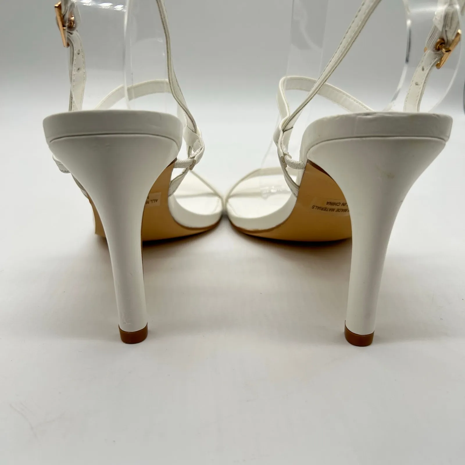 Party Heels Womens 7.5 White‎ Open Toe Strappy Heels Party Wedding Nightout White - Image 6