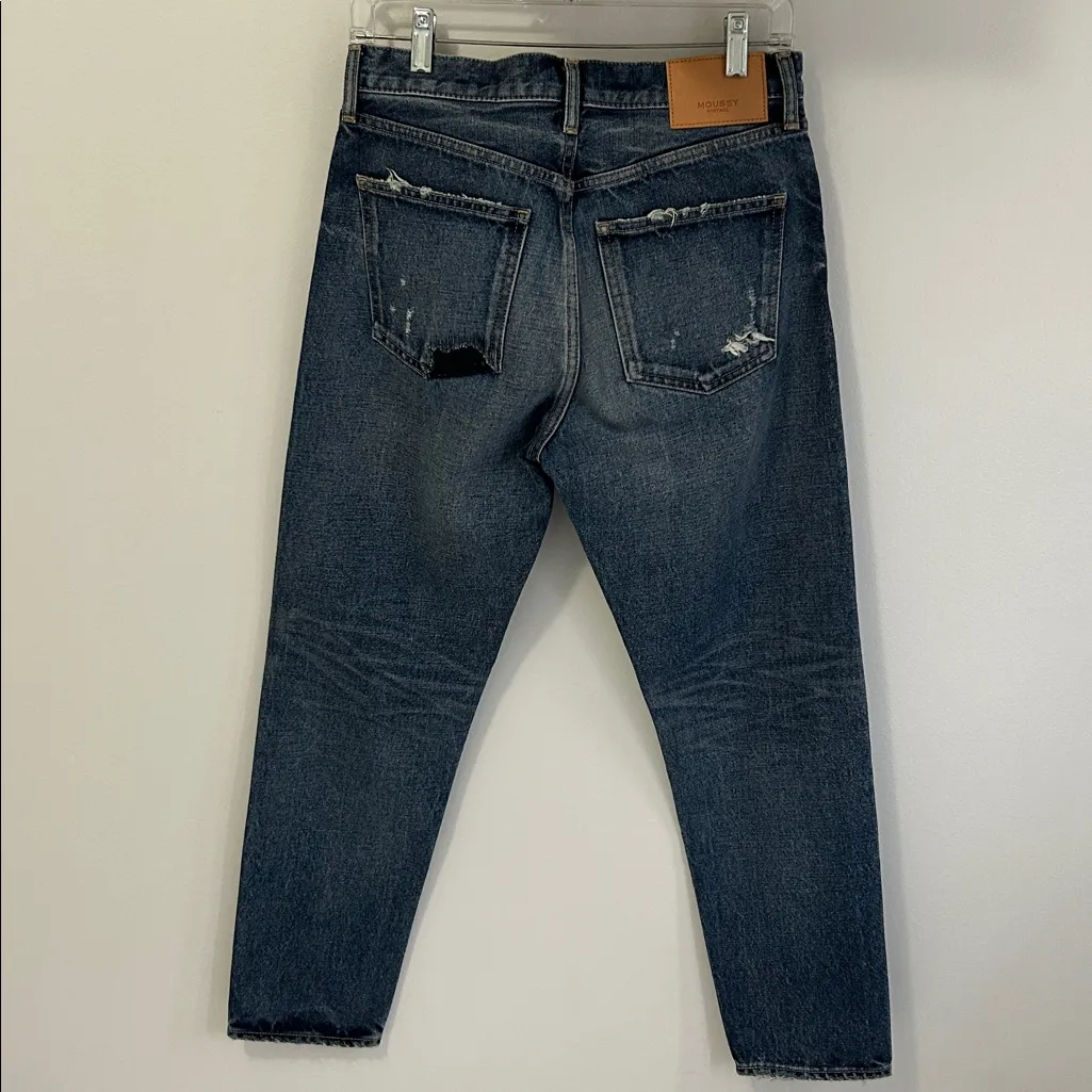 Moussy Vintage Distressed Tapered Jeans Size 28 - Image 2