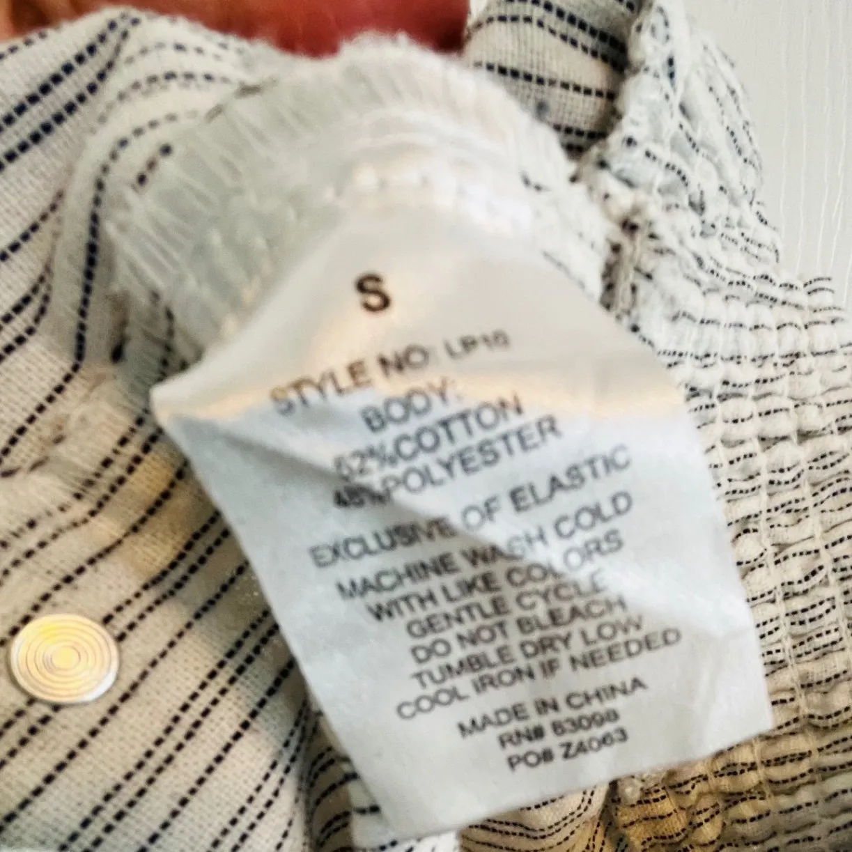 Cotton Blend Striped Smocked Waist Drawstring Boho Wide Leg Pants Size S White - Image 8