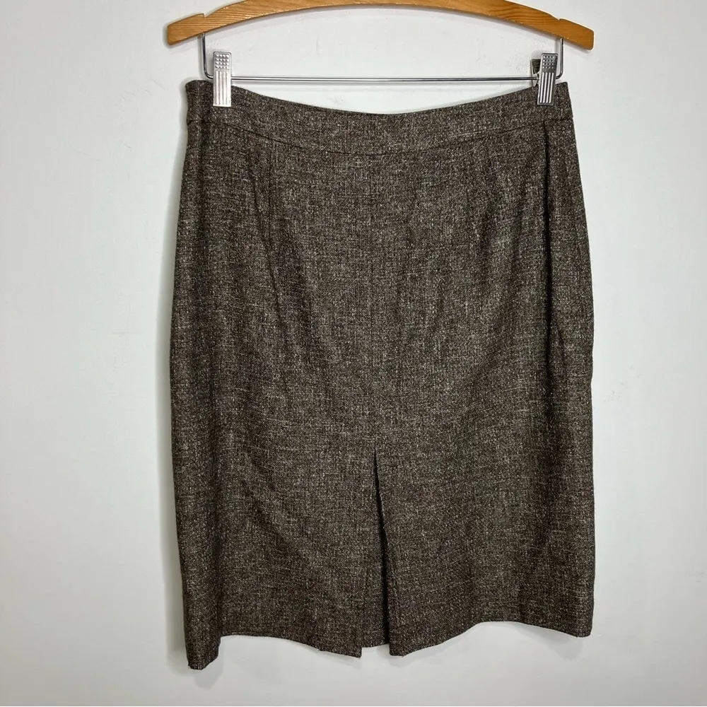 Ann Taylor brown tweed skirt suit‎ set wool blend size 12 8 petite - Image 11