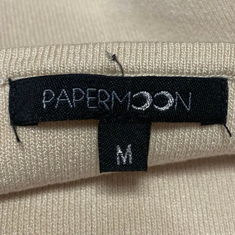 Papermoon Beige Sleeveless Ribbed Knit Corset Bustier Tank Crop Top Size M - Image 3