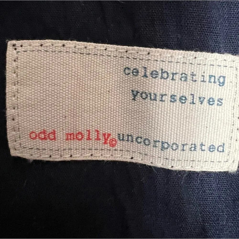 Odd Molly Anthropologie embroidered eyelet top blue Sz L - Image 4