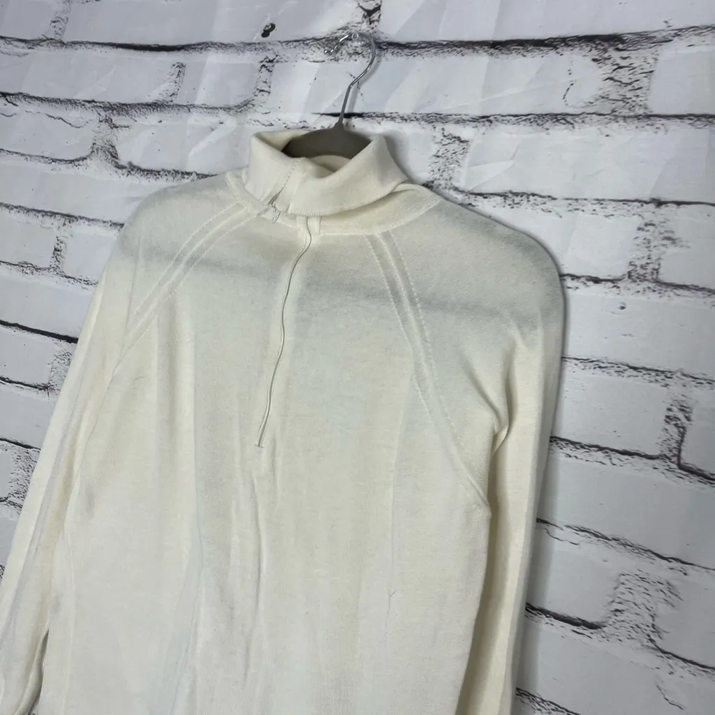 Vintage Geistex 1940s Ivory Cotton Half Zip Sweater Knit Mock Neck Women’s S 40s - Image 7