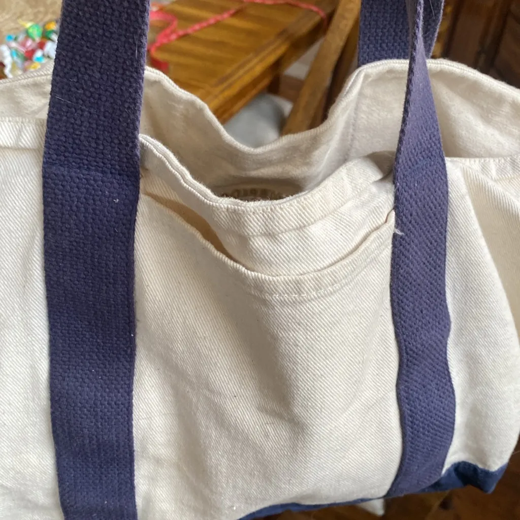 Cambridge academy Navy and White Canvas Tote Bag Blue - Image 6