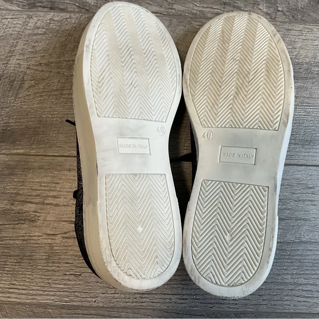 Nira Rubens Black Metallic Glitter Animal Print Sneakers Size 40 US 10 - Image 7