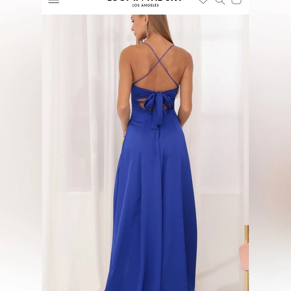 Dena Satin Maxi Dress in Blue - Image 2