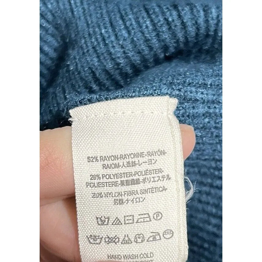 Free People Women's Deep Teal Green Blue  Turtleneck Tunic Size XS Sweater Knit - Image 4