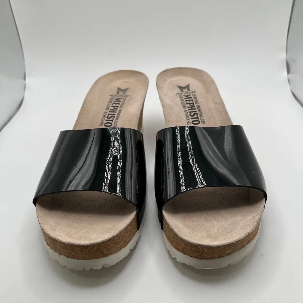Mephisto Women's Lise Slide Sandal size 38 US 8 black slip on wedge sandals - Image 5