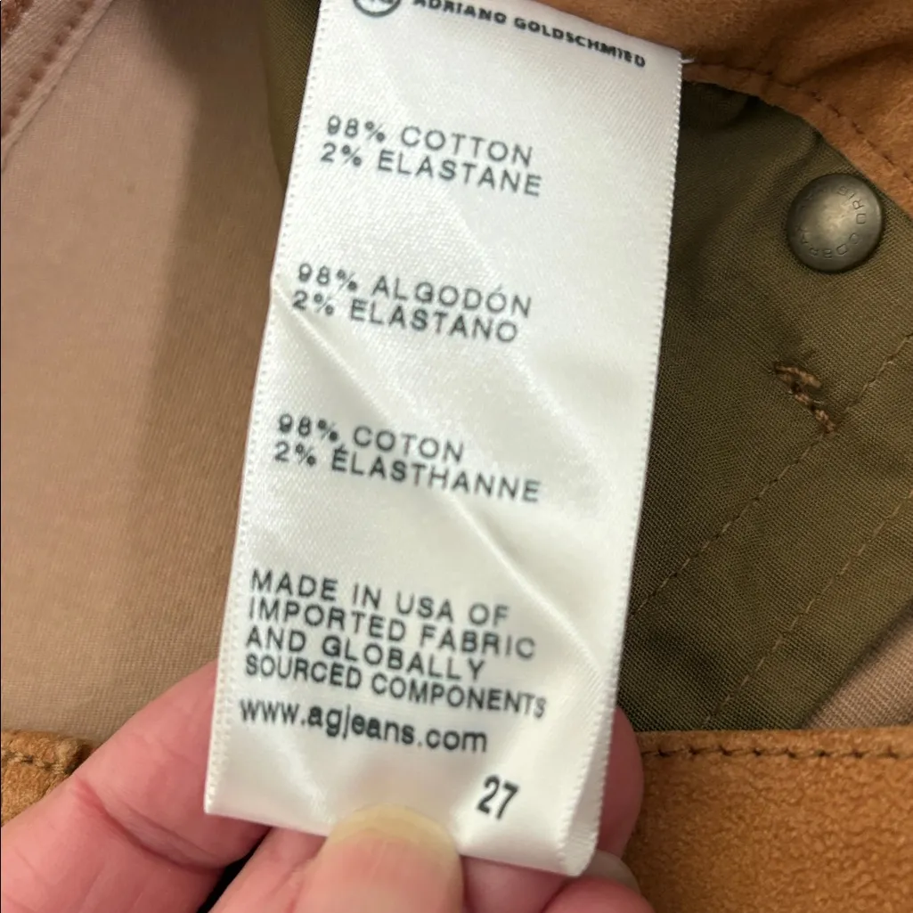 Adriano Goldschmied Legging Super Skinny in Hazelnut Suede Leather‎ Pants 27 - Image 9