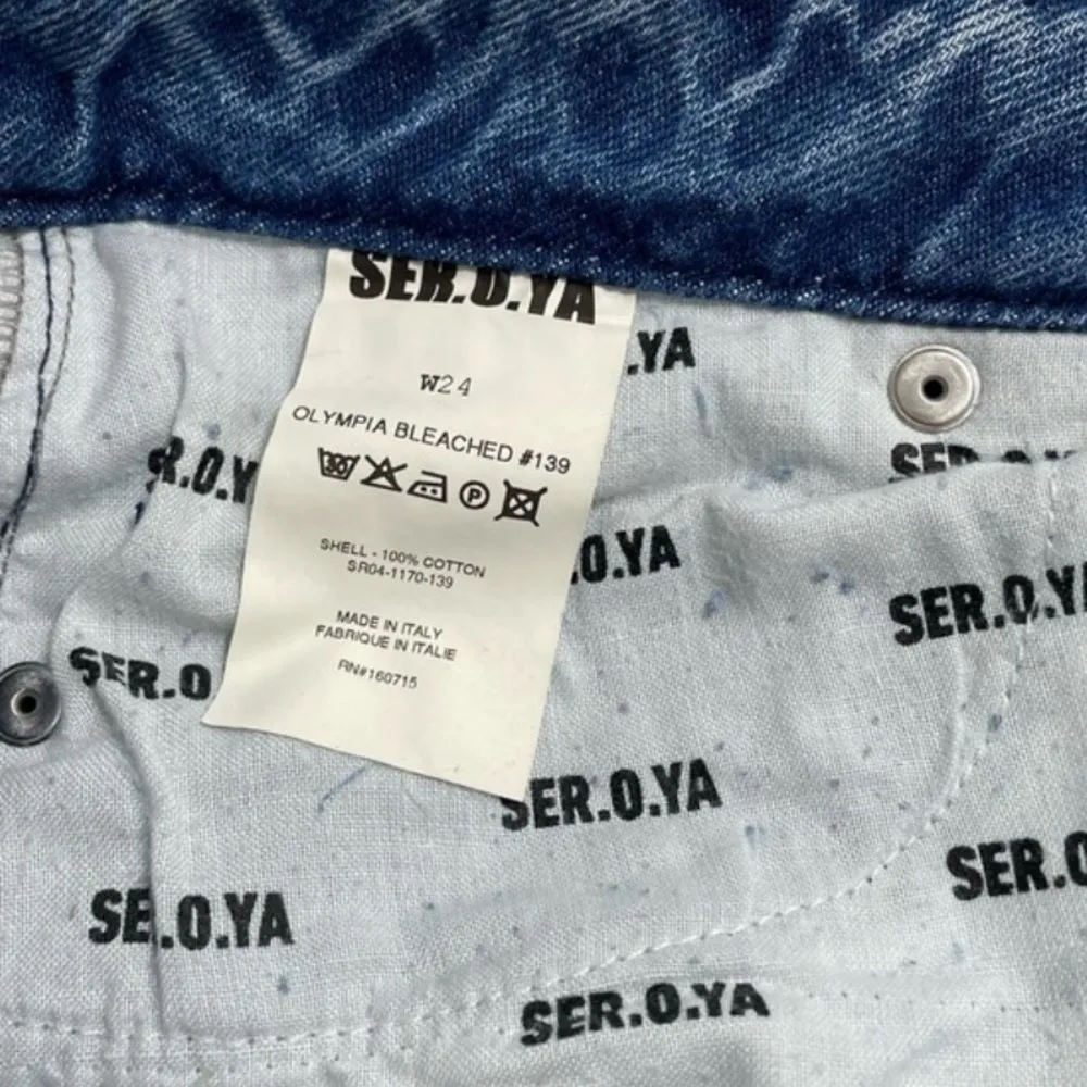 NWT SER.O.YA Lex Olympia Bleached‎ Raw Hem Jean Shorts Size 24 Retrofete Blue - Image 11