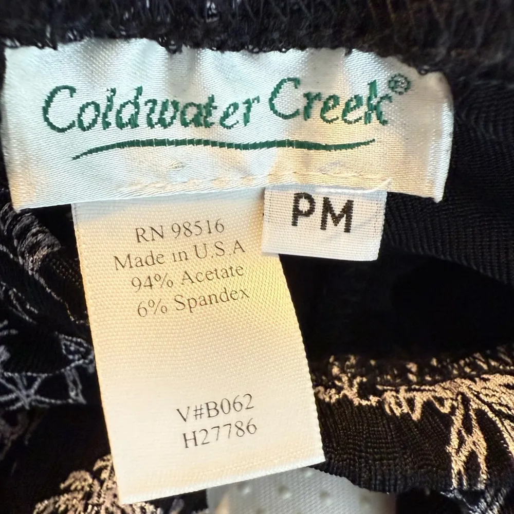 Coldwater Creek Vacation Print Pull On Pants Petite Medium Black White Travel - Image 5