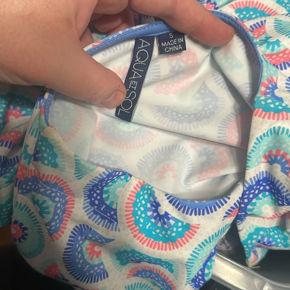Aqua Et Sol Colorful Patterned Coverup Dress Blue - Image 4