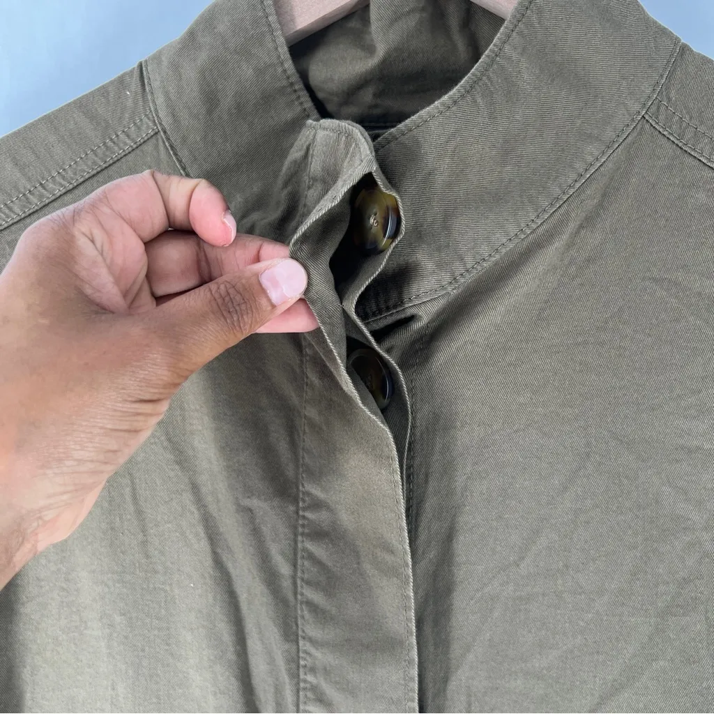 Old Navy Olive Green Mock Neck Button Front Cropped Utility Jacket Size‎ XS - Image 4