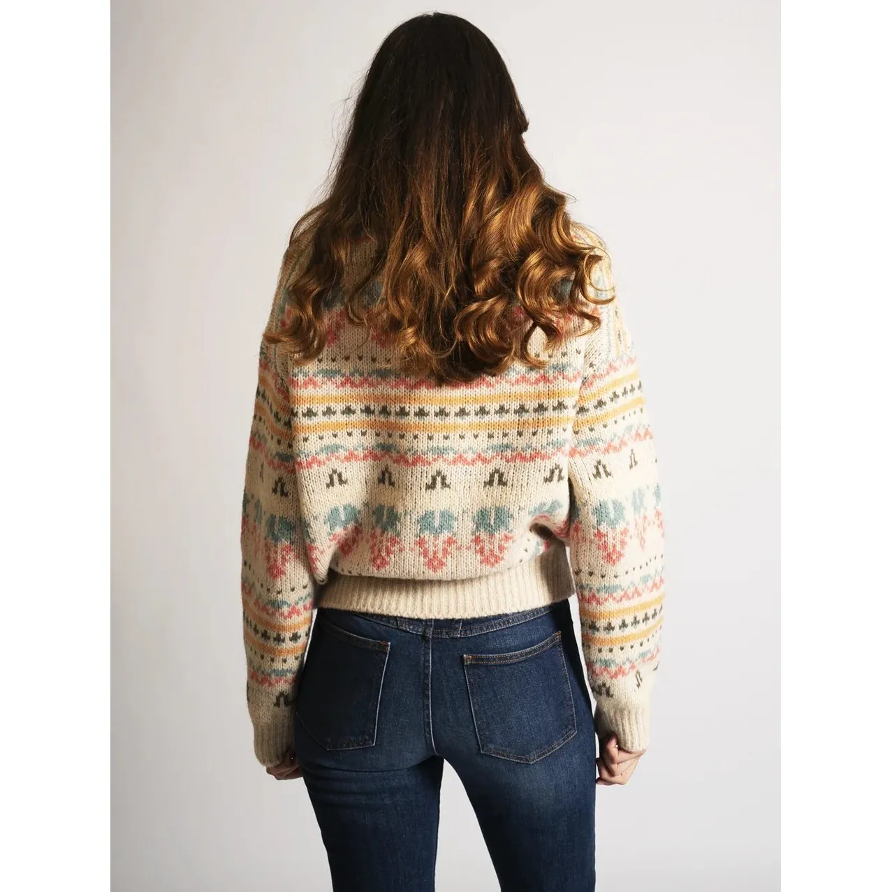 CLOSED Maglia con Lavorazione Fair Isle Sweater Jacquard Chunky Alpaca L $425 Pink Size L - Image 15