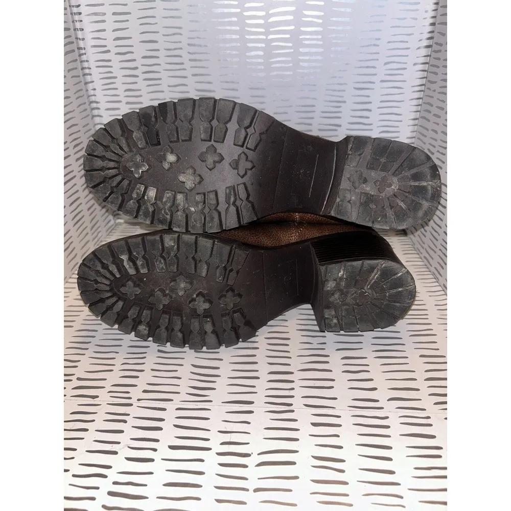 Mia Avya Jody‎ Y2K Black Moto Boot Chunky Lug Platform Heel Shoe Grunge Brown 10 - Image 6