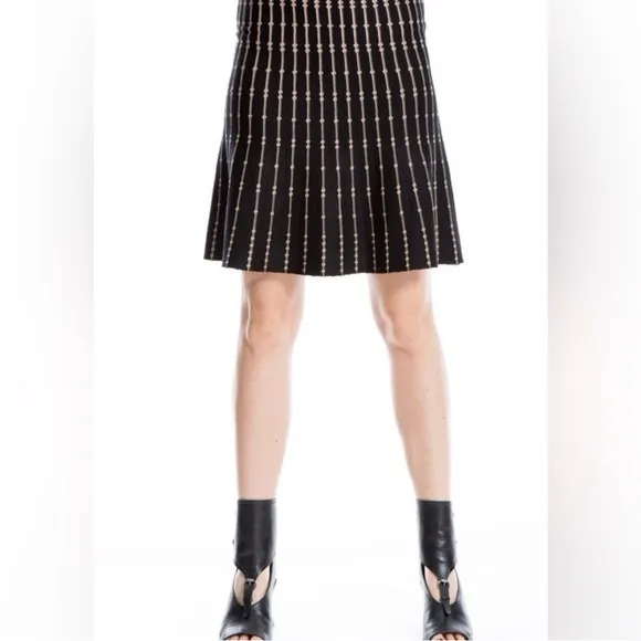 NWT Max Studio Skirt Knit Black A-line Above the Knee High Waist Office Preppy M - Image 14