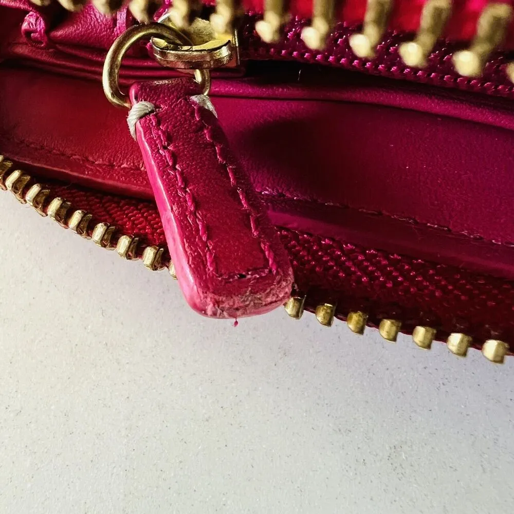 COACH Heritage Khaki Pink Stripe Accordion Zip Wallet In Signature Canvas - Image 6