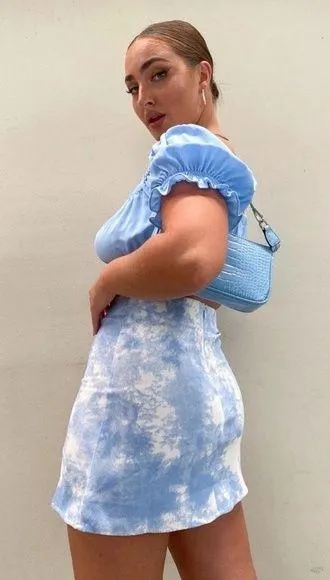 Laura Mini Skirt in Tie Dye Denim - Image 4