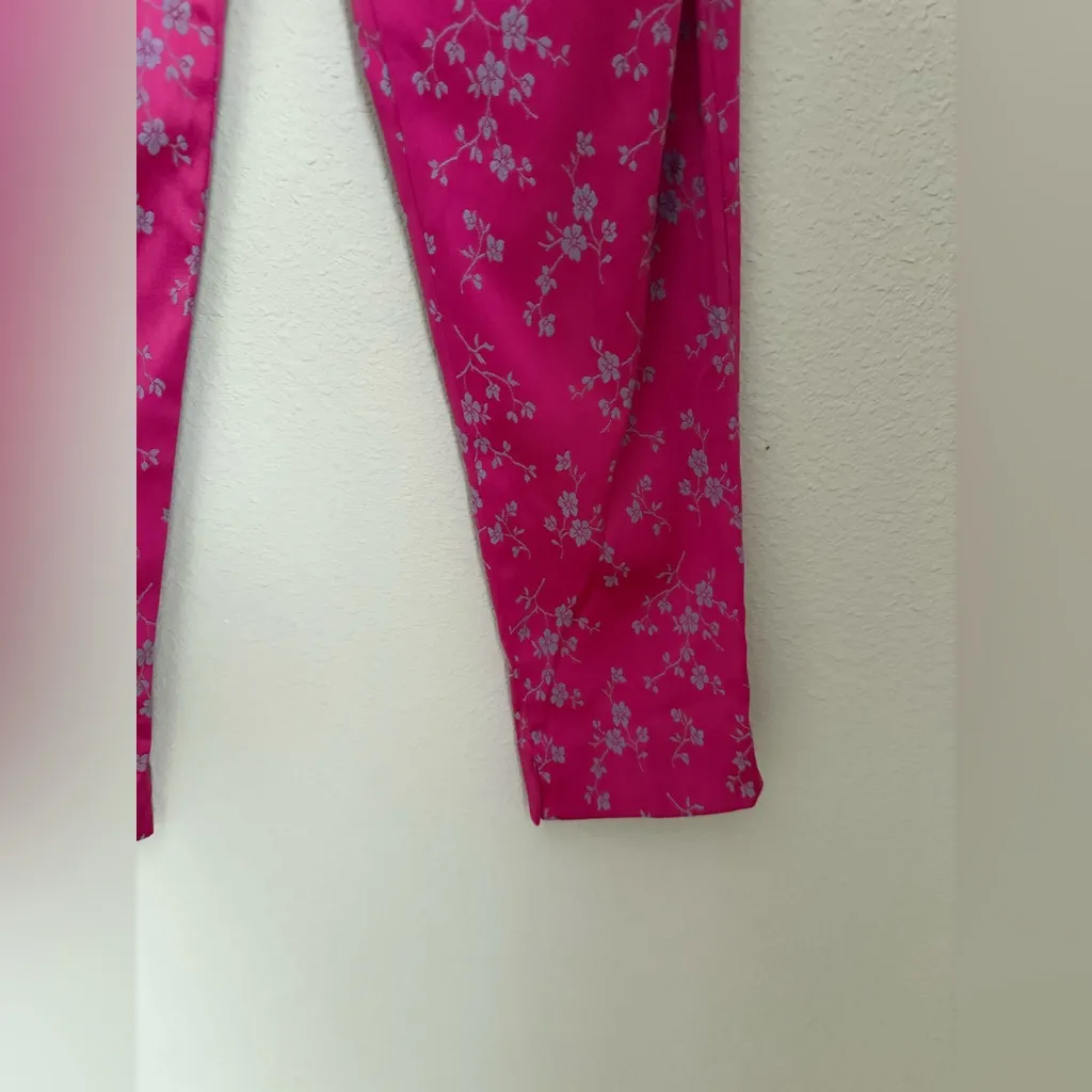 Vintage Cody Patrick Pink Floral Satin Sleeveless Top & Pant Set, Size Small - Image 3