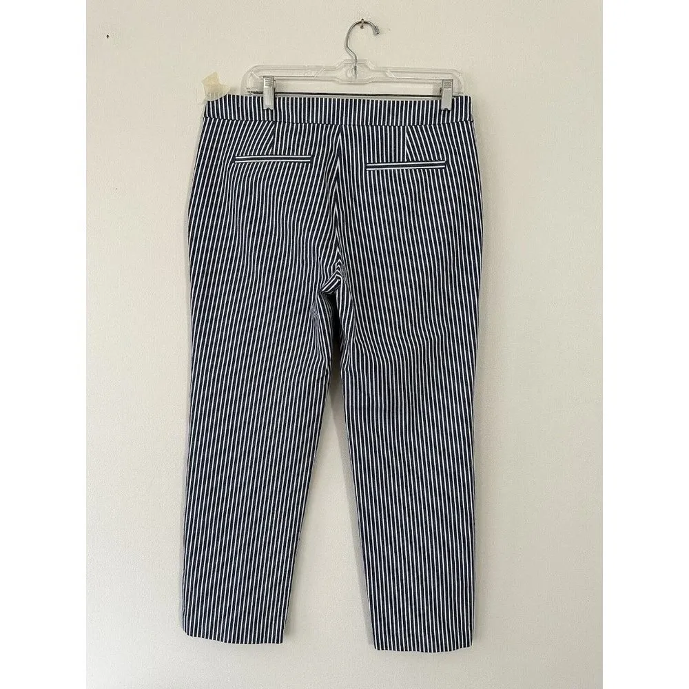 LOFT Women's Blue/White Striped The Riviera Slim Ankle Pants -6 - Image 2