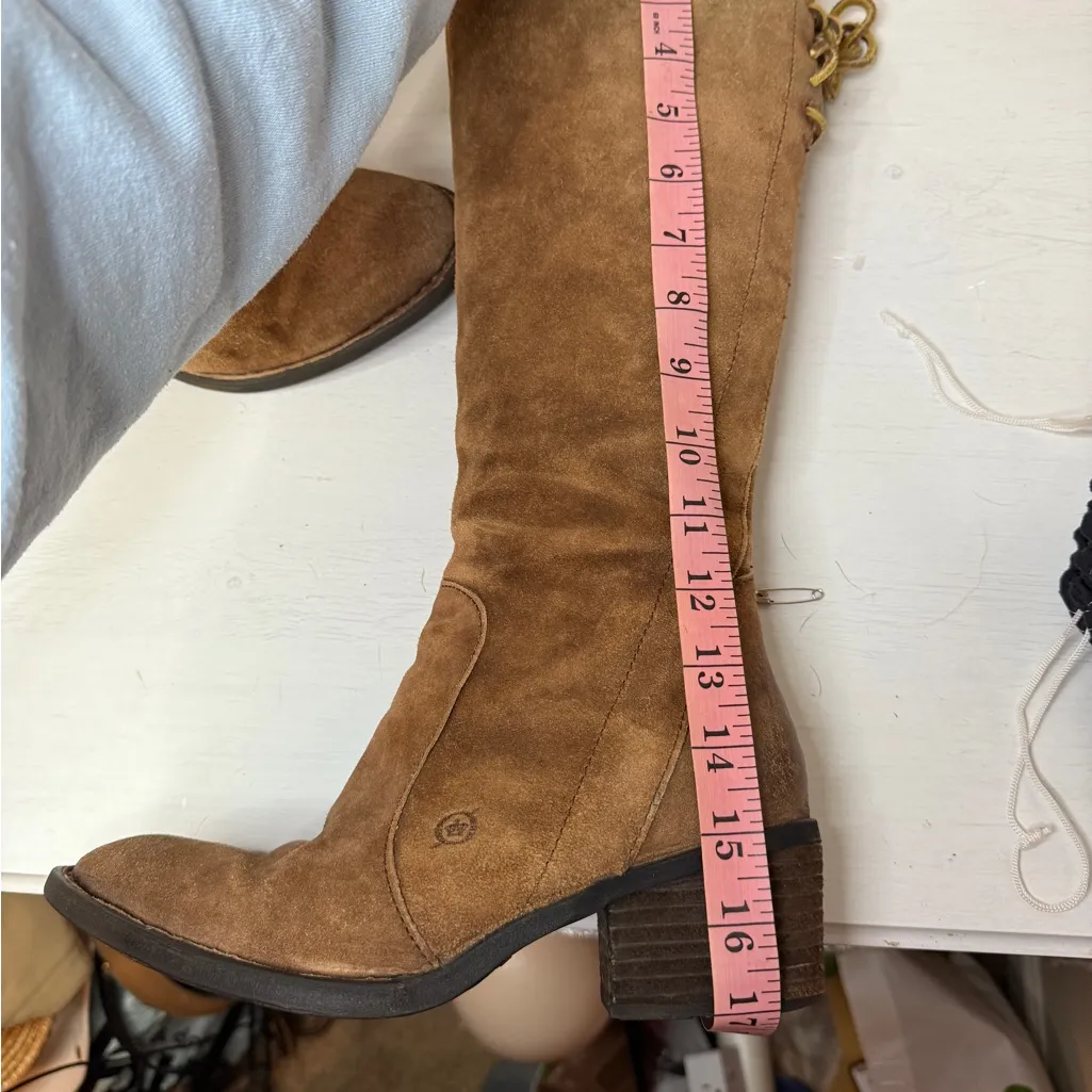 Born Women's Felicia Boot Size 7 M Tall Block Heel Brown Distressed Western Boho - Image 16