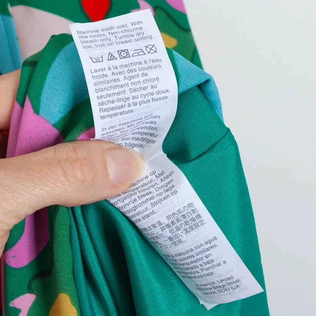 J. Crew‎ Womens Pleated Midi Shirt Dress Confetti Floral Size 0 Ruffle Pockets Green - Image 8