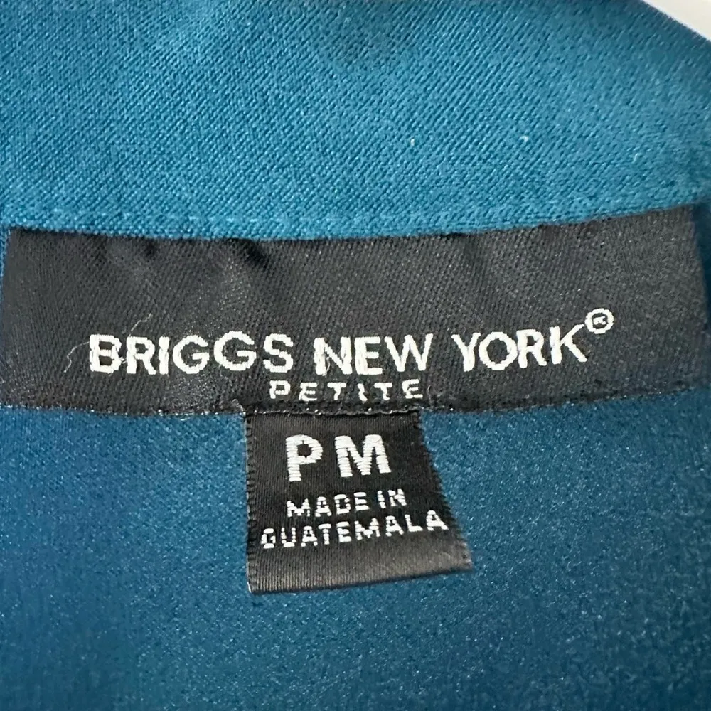 Vintage Briggs New York Blue‎ Faux Suede Women’s Button Up Top Medium Petite - Image 4