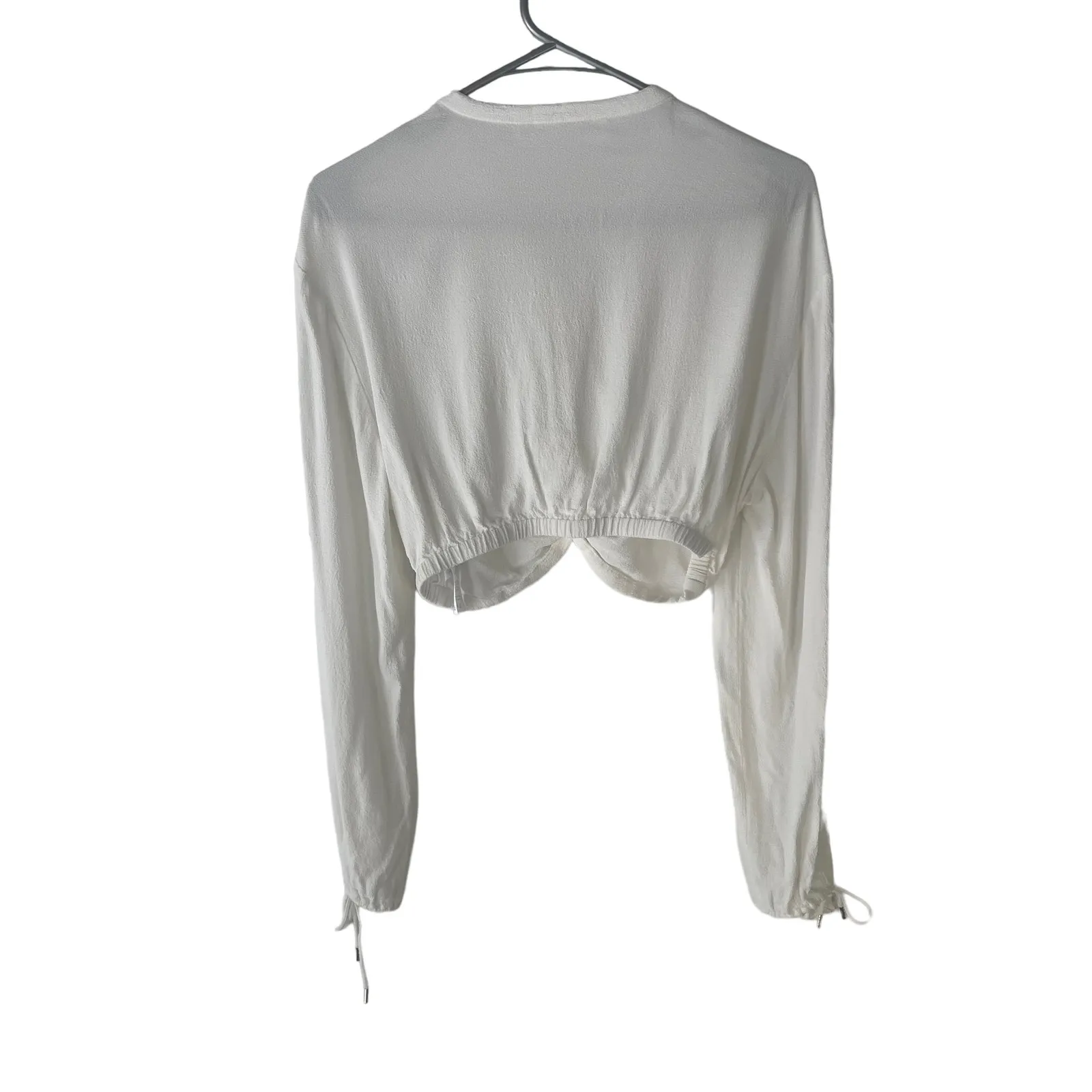 Dida Lee Size 4 Small White Button Twist Long Sleeve‎ Cropped Blouse - Image 4