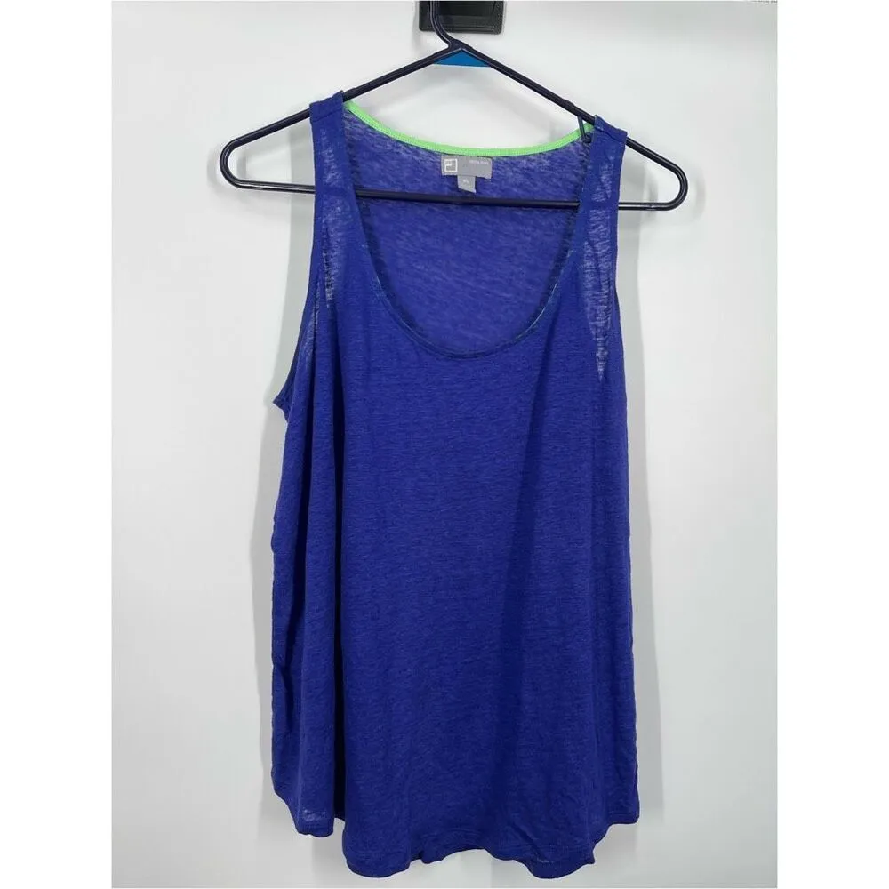 JCP size XL linen semi sheer purple lime green racer back tank top. - Image 2