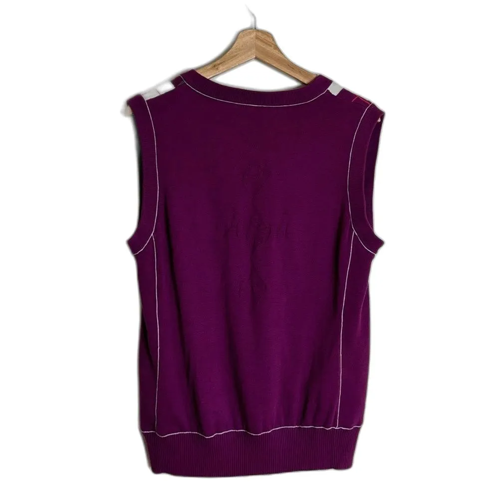 Vtg pin high golf argyle pima cotton windbreaker vest size large preppy cute - Image 9