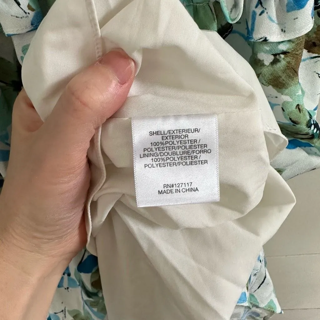 Badgley Mishka Women’s Blue 0 Floral Ruffle Trim Dress Flaw - Image 3