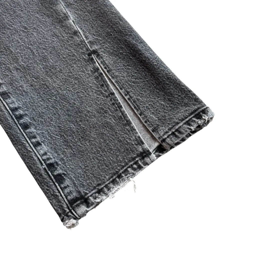 Good American Size 10/30 Curvy Twist Straight Leg Jeans‎ Washed Black Split Hem - Image 6