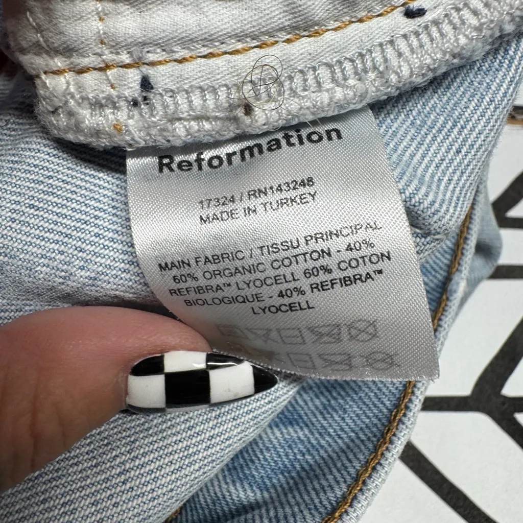 Reformation Tahoe Cynthia Patch High Rise Straight Button Fly Denim Jeans-26 - Image 10