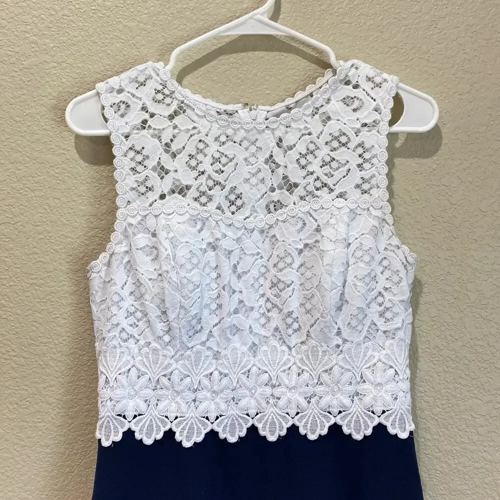 LILLY PULITZER Carolyn Lace Dress True Navy Preppy Coastal Size 4 - Image 6