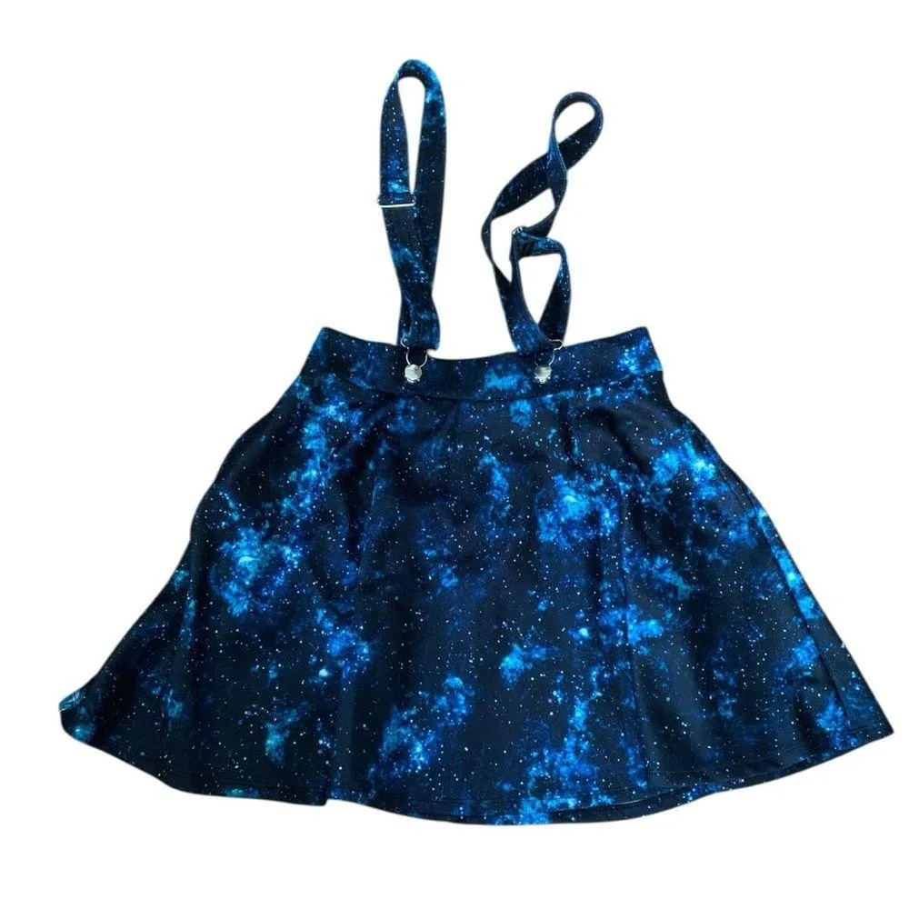 Hot Topic size medium Cosmic Print Skirt Suspenders Galaxy academia cosplay blue - Image 2