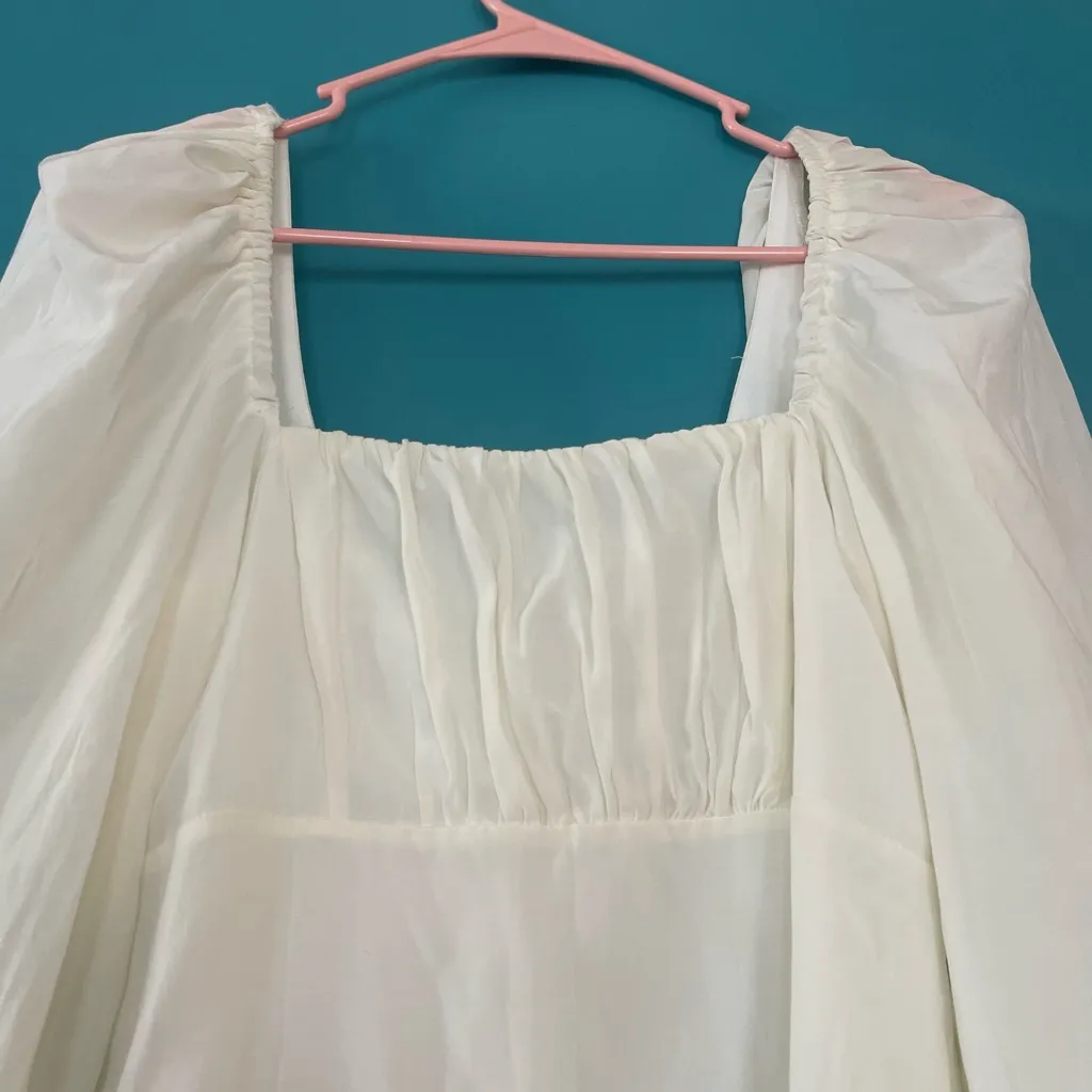 Altard State Long Sleeve White Ruched Top Mini Dress Babydoll Coquette S 🤍 - Image 9